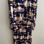 Parker Blouson Catalina Dress Stretch Drape Faux Wrap Watercolor Dolman Sleeve S Photo 4