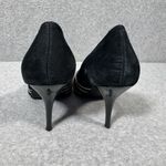 Newport News Women's Black Stiletto Pumps 8.5 Silver Leather Accents Photo 1