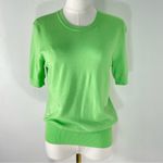 ZARA Lime/Neon Green Crewneck Short Sleeve Light Ribbed Hem Sweater Size M Photo 2