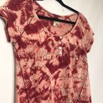 Free People  Pink Tie Dye Eyelet Short Sleeve Tee Shirt Womens XS Casual Boho Photo 2