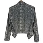 Chico's Open Front Blazer Womens S Silver Shiny Metallic Drape Snake Print Photo 3