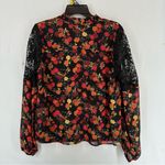 Guess  Women’s Evonne Floral Crochet Panel Top Blouses Small Black Photo 8