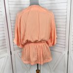 Mustard Seed  Deep V Neck Bat Wing Peplum Blouse Peach Small Photo 5