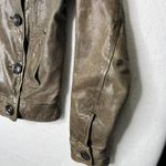 Gap  Leather Moto Peacoat Jacket‎ Women's Small FA08 Bronze Double Breasted Small Photo 5