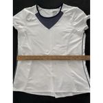 Lucky In Love Shirt Womens Large White Navy Performance Split Back Tennis Golf Photo 10