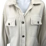 Free People Cream Sherpa Fleece Long Sleeve Button Down Shirt Jacket Size S Photo 2