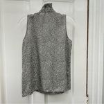 J.Crew 100% silk mock neck sleeveless brown white print blouse women's 4 Photo 3