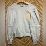 Ganni  Isoli Puff-Sleeve Love Club Sweatshirt,Open Back,Blue,Size XS Photo 0