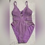 Becca New! Network Plunge-Neck One-Piece Swimsuit Lavender Sz Small $148 Photo 1