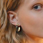 Hoop Earrings for Women 14K Gold Black and Gold Earrings Women’s Hoop Earrings, 30mm*6mm in Width Design Photo 3