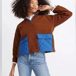 Madewell (Re)sourced Fleece Quilted Pocket Popover Jacket in Brown/Blue Size XS Photo 0