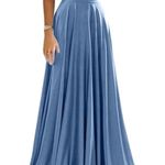 Blue Satin Formal Prom Dress Size 6 Photo 0