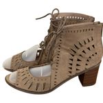 breckelle's Women’s Gabby 11 Laser Cut Stack Lace Up Heels Beige Size 10 Sk2688 Photo 1