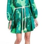 Alexis  for Target Green Print Long Sleeve Rope Belt Tiered Dress Size XS Photo 0