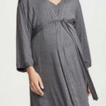 Hatch Knit Jersey Bamboo Maternity / Postpartum Robe in Charcoal Grey One Size Gray Size undefined Photo 0