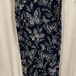 Y2K navy blue butterfly embroidered elastic waist stretchy midi skirt NWT NYCC Size M Photo 7