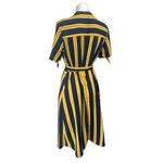 WhoWhatWear Black Yellow Short Sleeve Button Down Belted Midi Shirt Dress Size M Size M Photo 1