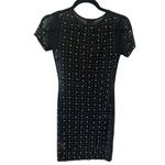 Vine Tree Black Mini Beaded Rhinestone/Pearl Dress Mesh Sheer S Body Con Studded Photo 1