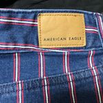 American Eagle Blue/Red Striped Super Stretch Hi Rise Mini Denim Skirt size 14 Photo 13