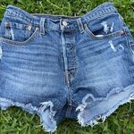 Levi's Blue Distressed Jean Shorts Photo 0