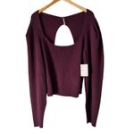 Free People  Pomegranate Wine Back‎ Cutout Knit Top Long Sleeve Sweater L Photo 9