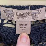 Vintage America Blues Crochet Blue Sweater Size Large Blue Size M Photo 4