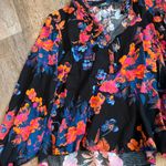 Maeve  by ANTHRO, Orange, red, blue print Blouse with Mandarin Collar size Small Photo 4