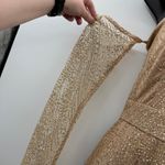 Alamour The Label Jocelina Beige Glitter Strapless Off Shoulder‎ Cape Gown Sz M Gold Size M Photo 4