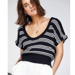 Callahan Black and White Striped Knit Top Size Medium Photo 0