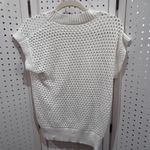 😍 White Crochet Knit Mock Neck Cap Sleeve Sweater Top Size M Photo 7