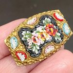 Vintage Italian Micro Mosaic Flower Brooch Made in Italy Photo 1