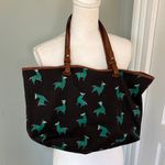 Fossil  Origami Llama Stylish Black and Green Tote Bag Purse Photo 2