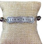Vintage Silver Tone I Am With You Glass Beaded Stretch Bracelet Inspirational Photo 1