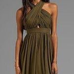 Alice + Olivia  Martine Olive Green Halter Neck Pleated Dress New Sz 8 Photo 0