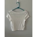 Colsie Top Women's Medium White Cropped Ribbed Hipster Grunge Basic Scoop Neck Photo 3