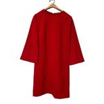 Tahari Asl Firebird Red Split Cape Sleeve Shift Dress Size 4 Photo 2