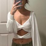 Princess Polly white long sleeve knit crop top Photo 1