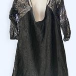 Solemio Black lace short sleeve blouse with button back  M Photo 1