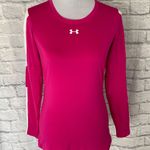 Under Armour women XS fitted heat gear Longsleeve scoopneck top pink/white Photo 0