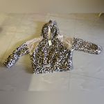 Leopard print faux fur Jacket Ham & Threads hoodie pull on size L Brown Size L Photo 1