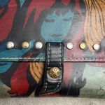 Patricia Nash 💋 Studded Leather Floral/Faces Trifold Wallet Photo 1