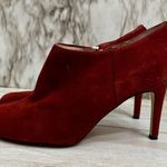 Michael Kors Women Sz 9.5 Red Suede Stiletto Side Zip Booties Shoes Silver Sexy Photo 5