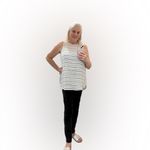 Who What Wear Cream Bkack Stripes Sleeveless Blouse Size L Photo 5