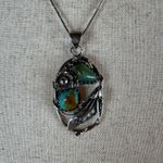 Vintage Sterling Silver Turquoise Jade Navajo Necklace Photo 4