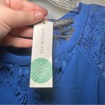 Stitch Fix NWT Brixon Ivy  Blue Jarred Lace Detail Cap Sleeve Blouse S Photo 2