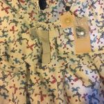 Urban Outfitters ELF SACK Beige Multi Bows Hearts Print Ruffled 3/4-Sleeve Blouse Top $70 NWT XL like M - L Photo 5