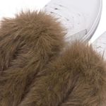 Cape Robbin NWT White Slip on Sneakers with Faux Brown Fur Trim Sz 10 Style Vibe Photo 3