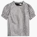 J.Crew NWT  Silver and Black Gingham Luxrex Top, size XXL Photo 0