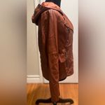 Tobi Vegan Faux Leather Hooded Motorcycle Moto Zippered Brown Jacket Size Small Photo 5