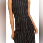 Flaw/City Studio XXS Metallic Pin Striped Black Sheath Dress Tulip Style Bottom Photo 0